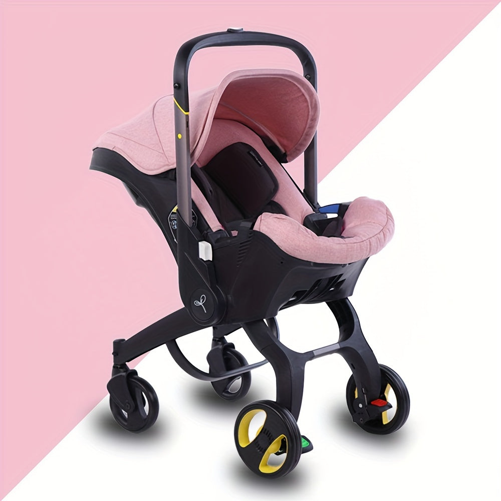 Lightweight folding high landscape baby stroller, suitable for mall, supermarket, and outdoor use, with multi-functional features.