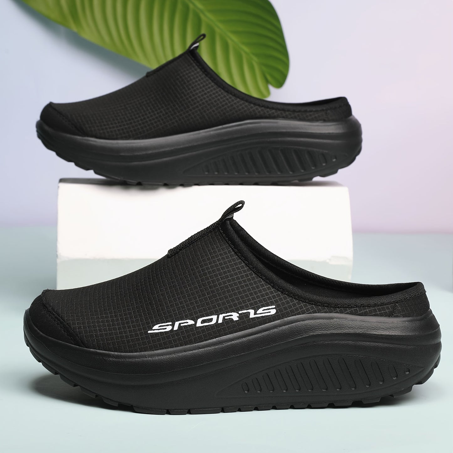 Women's slip-on sneakers with breathable mesh, EVA sole, comfortable insole, all-season low top design, stylish clogs, and slip-resistant.