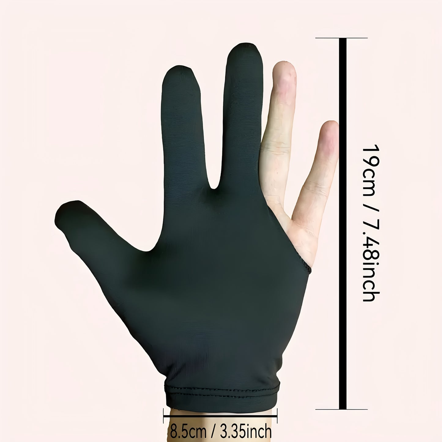 Set of 3/6 Black Three-Finger Billiard Gloves designed for the left hand, soft and comfortable with good breathability, suitable for snooker, eight-ball, and nine-ball.