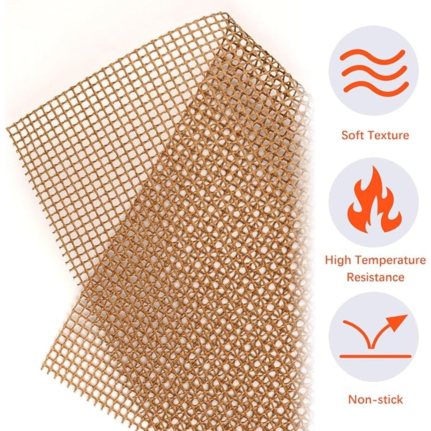 Set of 2 Non-Stick Glass Fiber Grill Mesh Mats - Reusable Grilling Accessories Safe for Use with Food on Outdoor Charcoal, Gas, and Electric Grills