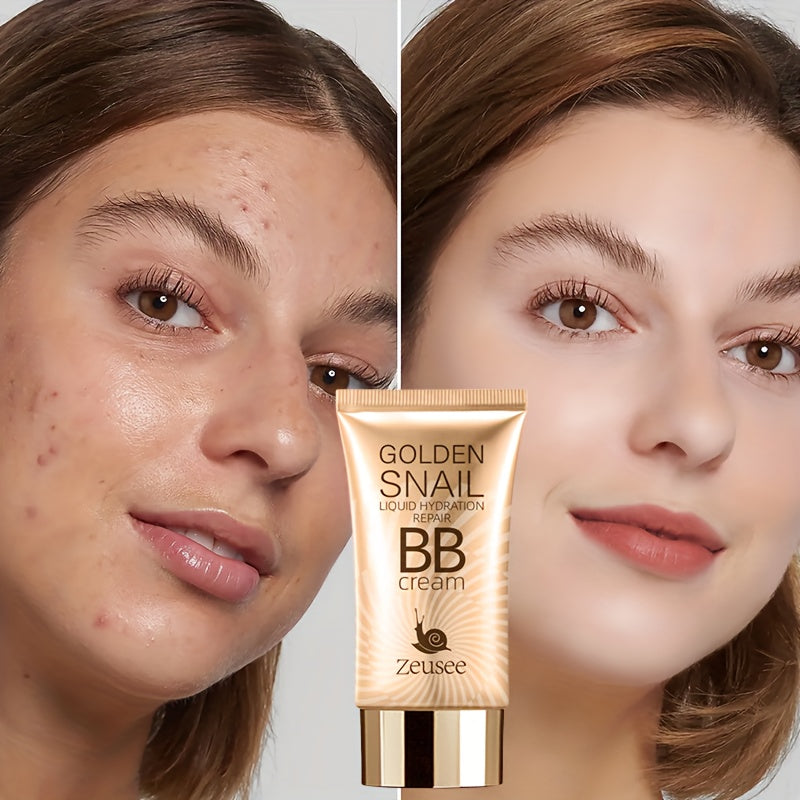 Golden Snail BB Cream: Moisturizing foundation primer, full coverage concealer for all skin types, matte finish, pore-hiding, blemish covering.