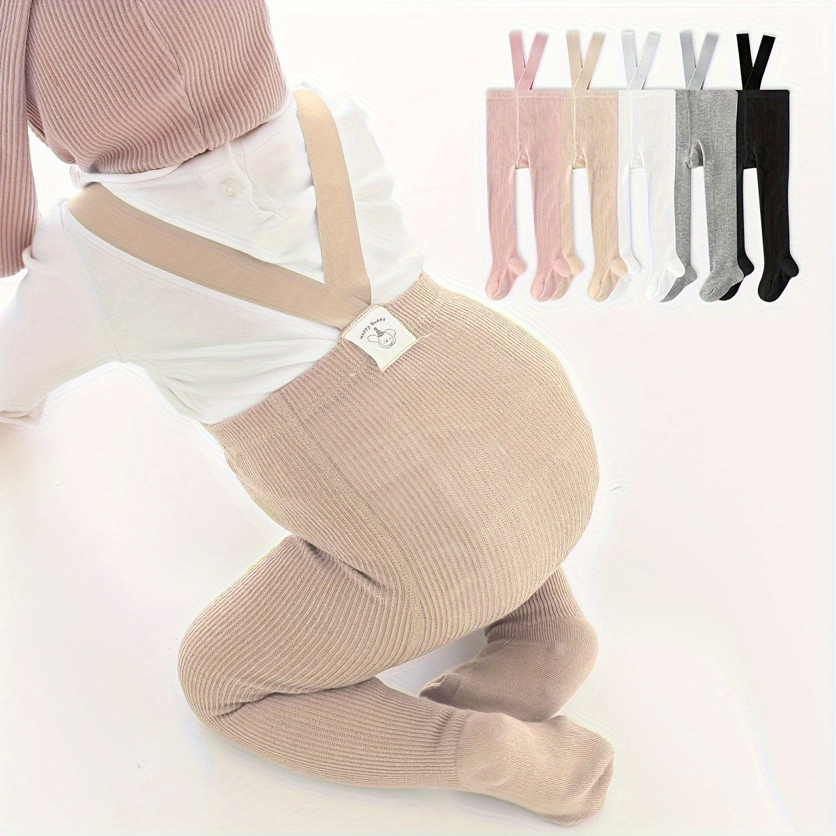 Cute and comfy solid color pantyhose with belt for baby girls, a creative gift for all seasons.