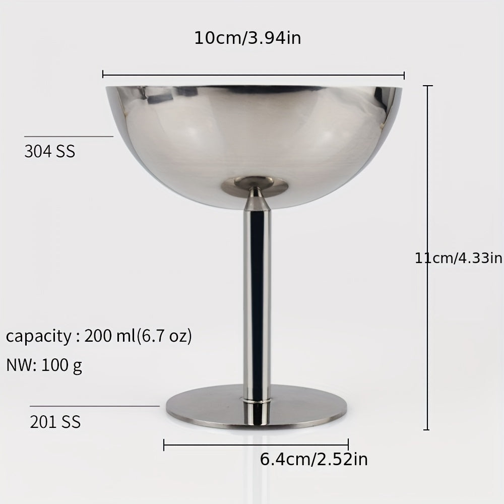 Stainless steel ice cream cup, suitable for desserts and fruit salads in home or professional kitchens.