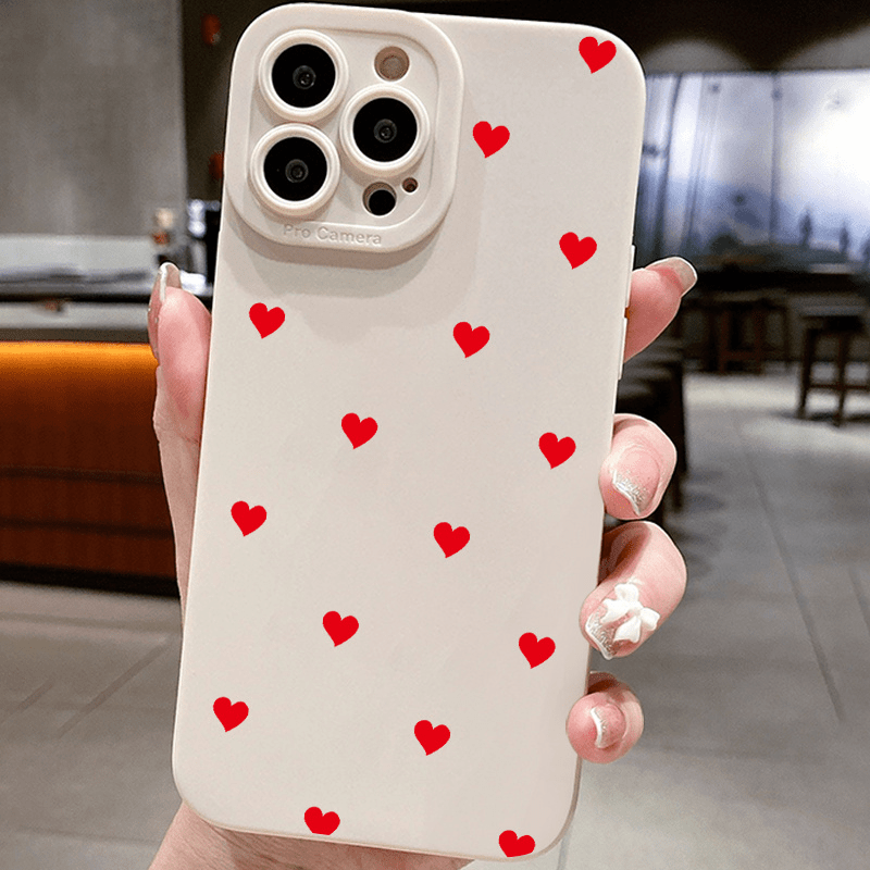 White and red heart TPU protective case for various Apple iPhone models.