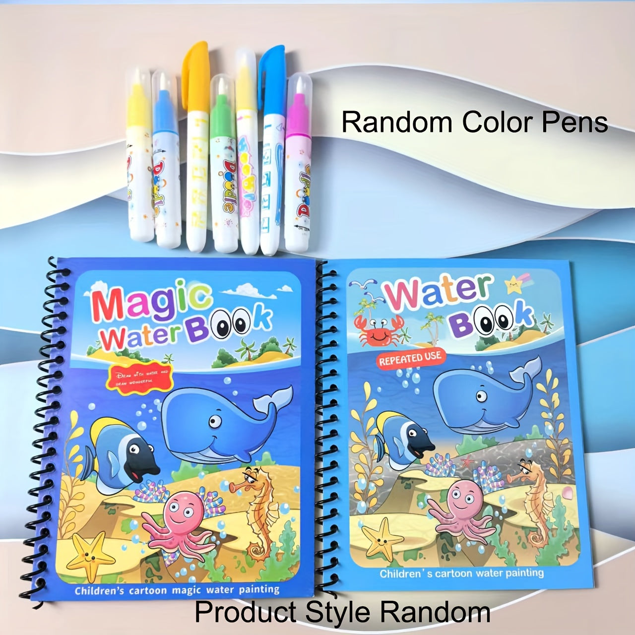 Magic Water Coloring Book for Ages 3+. Reusable Water Drawing Pad with Color Pen. Educational Painting Activity Book.