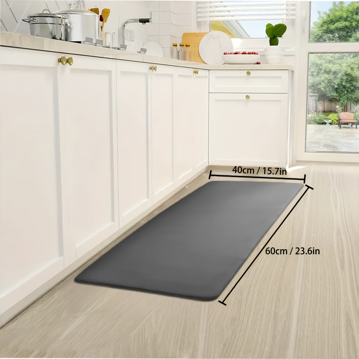 Polyester Kitchen Runner Mat with Absorbent Qualities - Non-Slip, Lightweight, Low Pile, Rectangular Shape, Easy to Hand Wash, Knit Weave Design with PVC Backing, Durable Flannel Floor Rug Ideal for Home Entrances Made by Machine Manufacturing