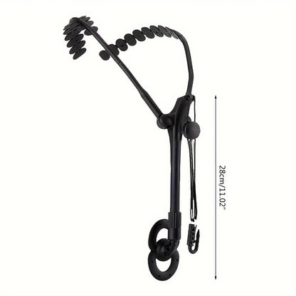 Black sax neck strap hook made of aluminum metal for comfortable shoulder harness on alto, tenor, and soprano saxophones.