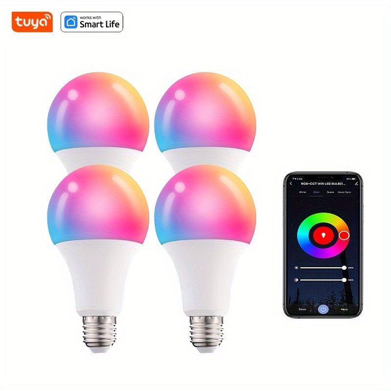 Tuya's smart wireless light bulb complies with European regulations and comes in sets of 1, 2, or 4 RGB bulbs. Each 10W bulb can be controlled via the app, providing 800LM of light with a