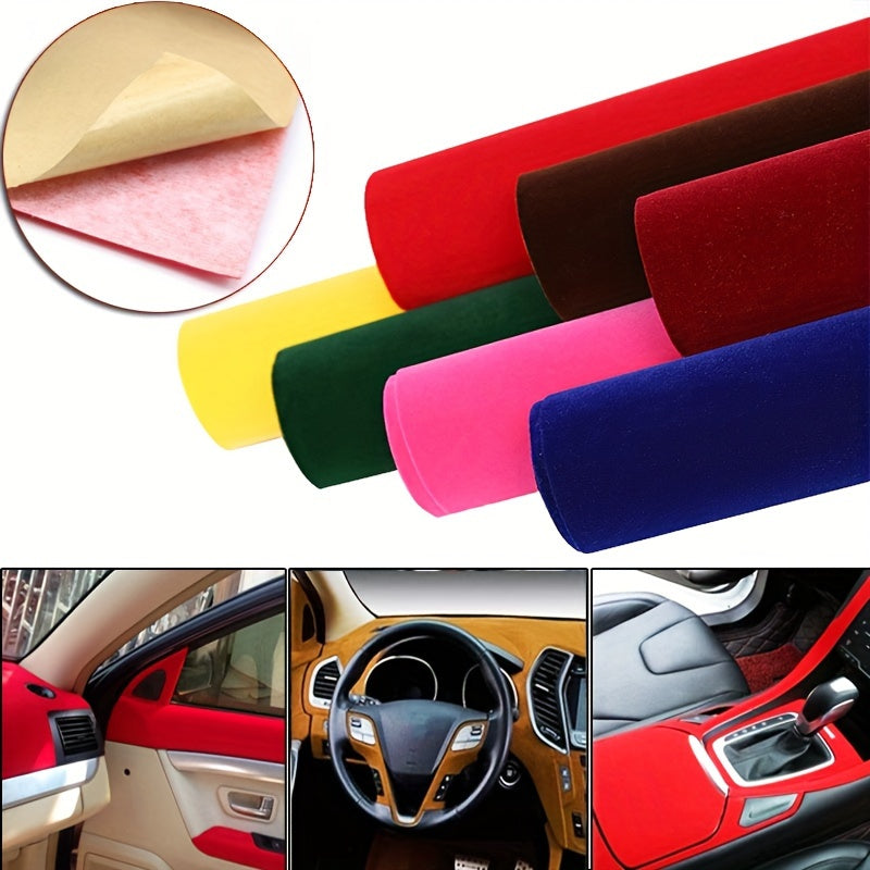 NBYohomoo Self-Adhesive Velvet Felt Sticker Roll - 1.2mm Thickness, Black & Red/Gray Options, Decorative Fabric for DIY Crafts, Jewelry Boxes, Car Interior Decoration, Paper Projects, DIY