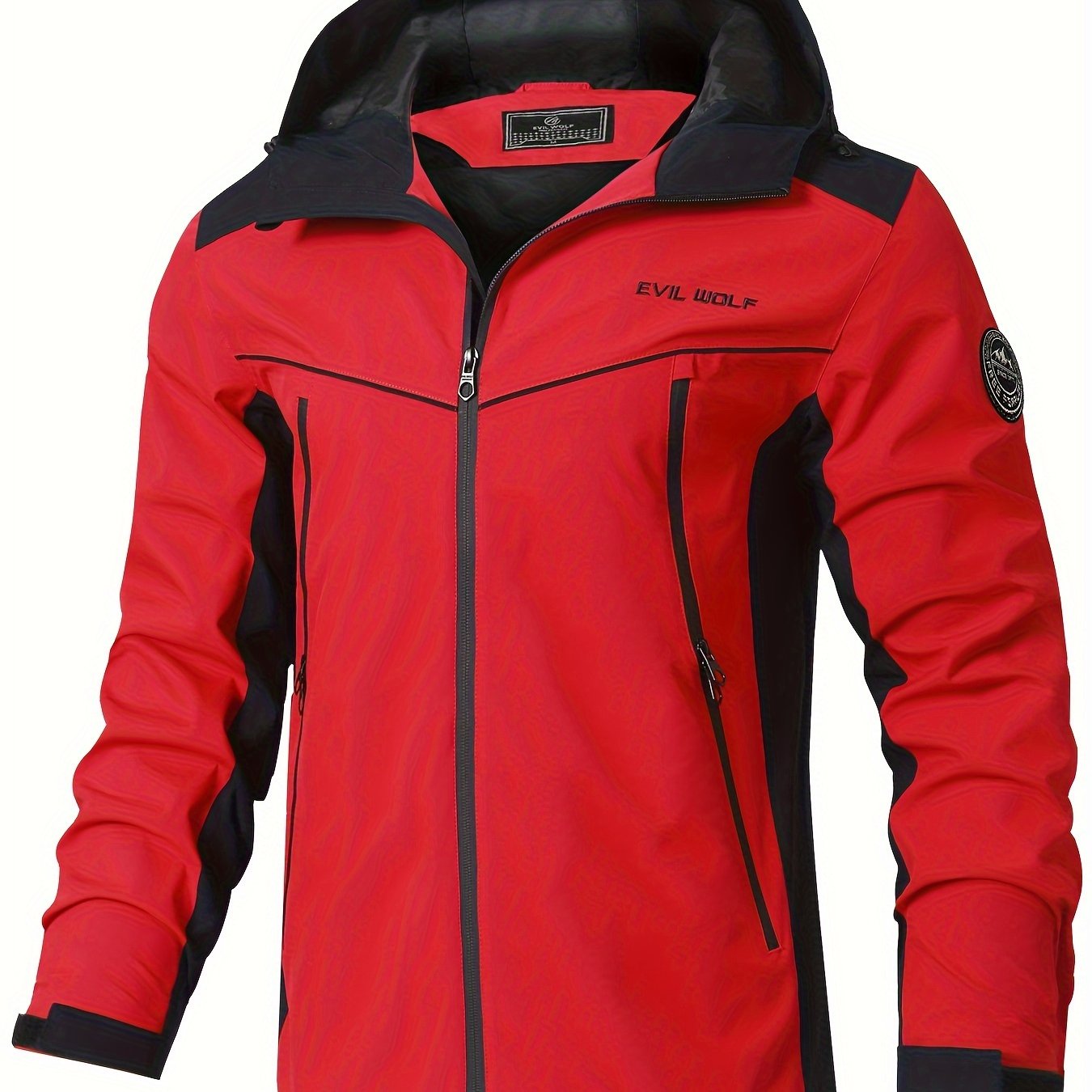 Popular choice: Men's hooded windbreaker with color blocking, ideal for outdoor activities in spring and fall.