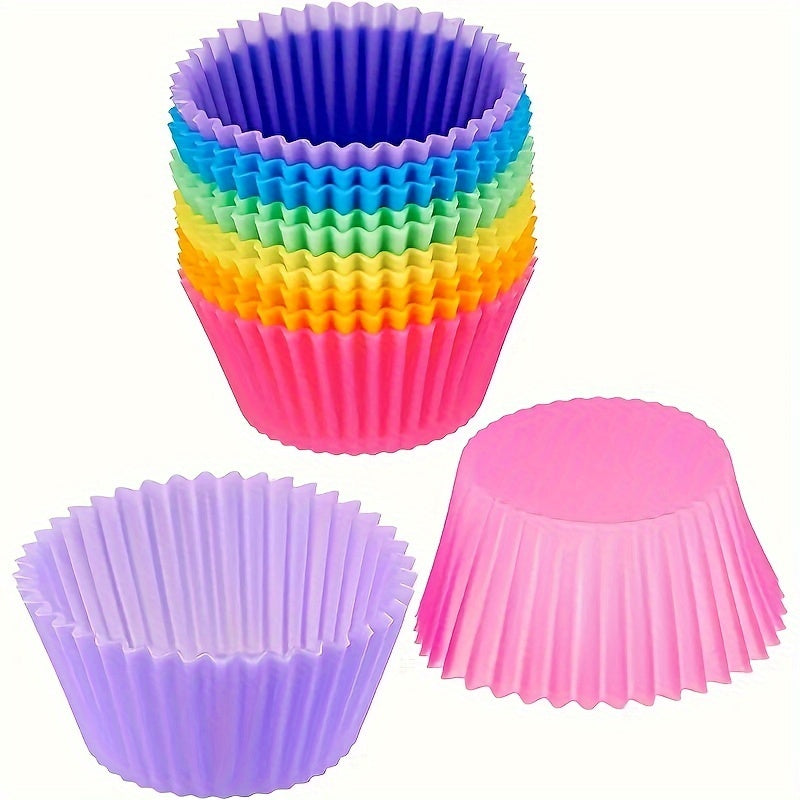 Silicone Cake Cups Set - Includes 6 Pieces of 12pcs High Temperature Resistant Pudding Muffin Cups for Home Baking - Ideal for Small Cakes, Egg Tarts, and Round Hair Cakes