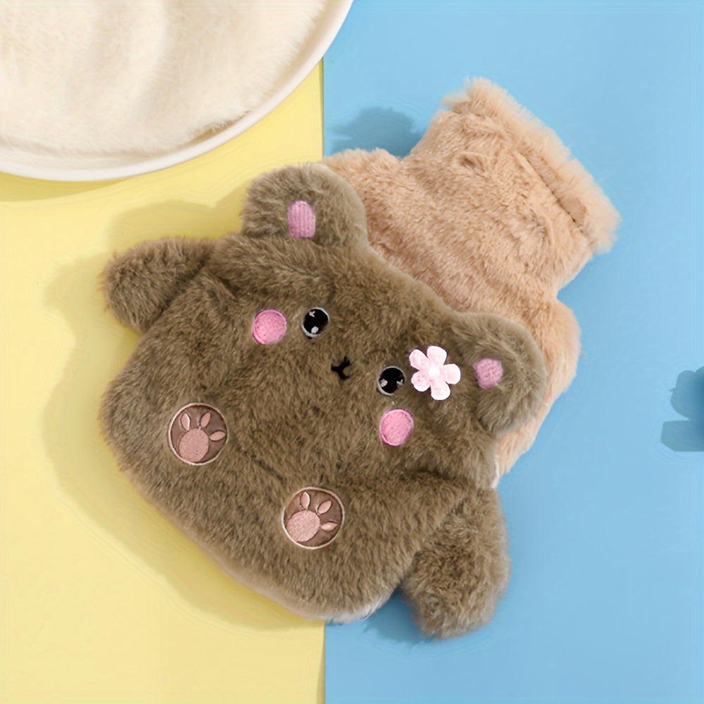 Plush hot water bottle with detachable cover for home use and irrigation, suitable for youngsters.