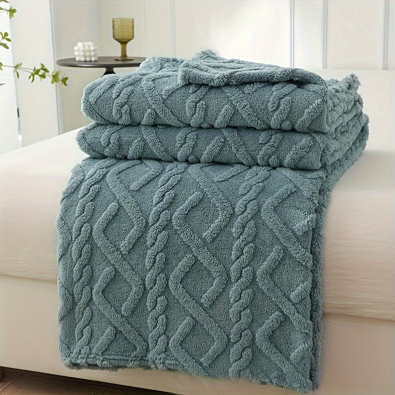 1pc Lamb Fleece Blanket - Luxuriously Soft with 3D Fashionable Design, Plush and Thick for Extra Warmth. Versatile Blanket for Bed, Couch, or Travel. Perfect for Keeping Cozy in any Setting.