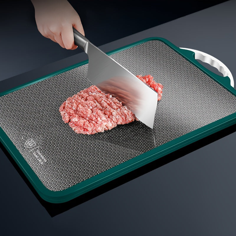 Kitchen Chopping Board made of 304 Stainless Steel, featuring a Non-Slip Grip and Drainage Holes - Safe for Food Handling