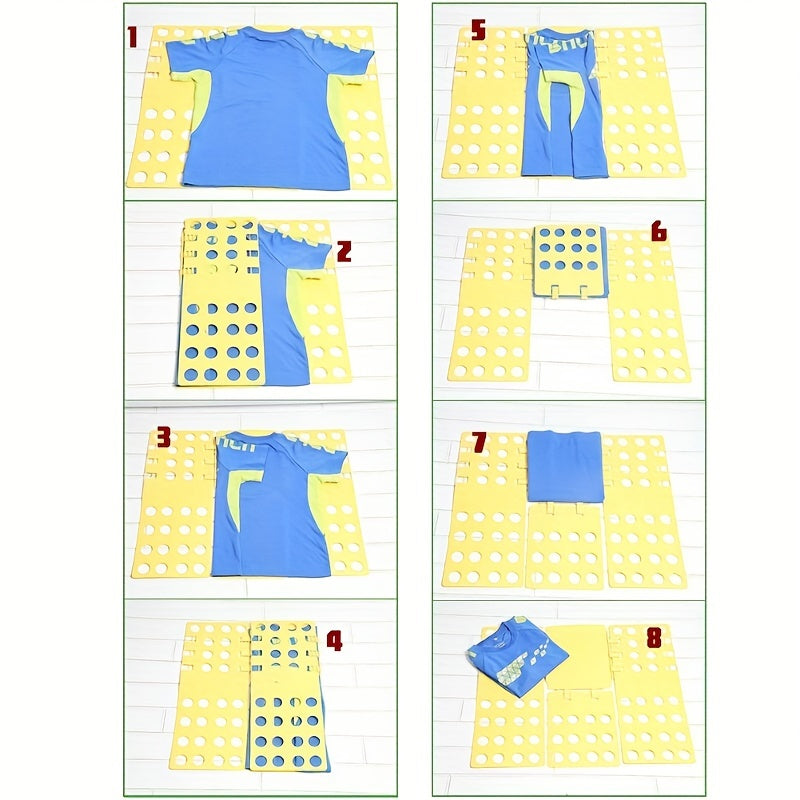 This durable plastic clothes folding board is a practical solution for quickly folding T-shirts and other laundry items. The high-quality material ensures long-lasting use, while the design helps to keep clothes neatly folded.