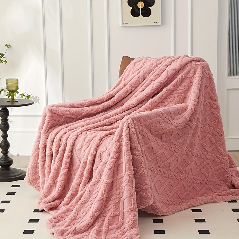 Luxurious Lamb Fleece Blanket with Stylish 3D Design, Plush and Cozy Thick Material, Ideal for Bed, Couch, or Travel. Soft, Warm, and Multipurpose for All Seasons.