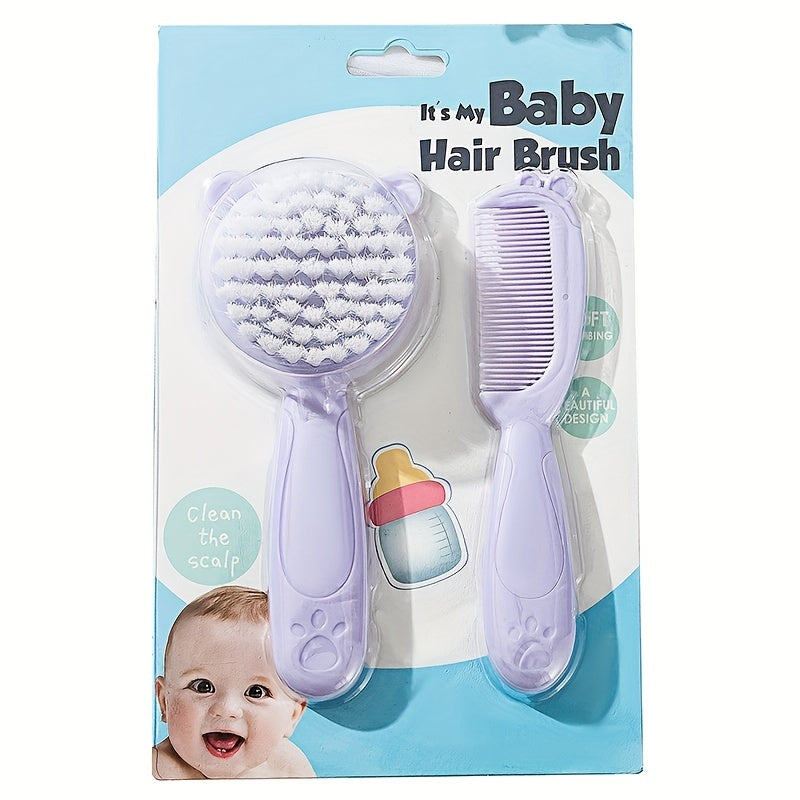 Set of Gentle Scalp Massage Comb with Soft Rubber and Hair Brush - Perfect for Boys and Girls