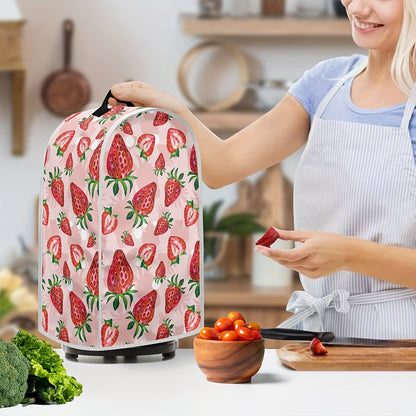 Protect your kitchen appliances in style with a 1pc Strawberry-Themed Blender Dust Cover. This cover comes with a convenient top handle, making it easy to remove and put on. It is anti-fingerprint and pink in color, adding a touch of fun to your kitchen.