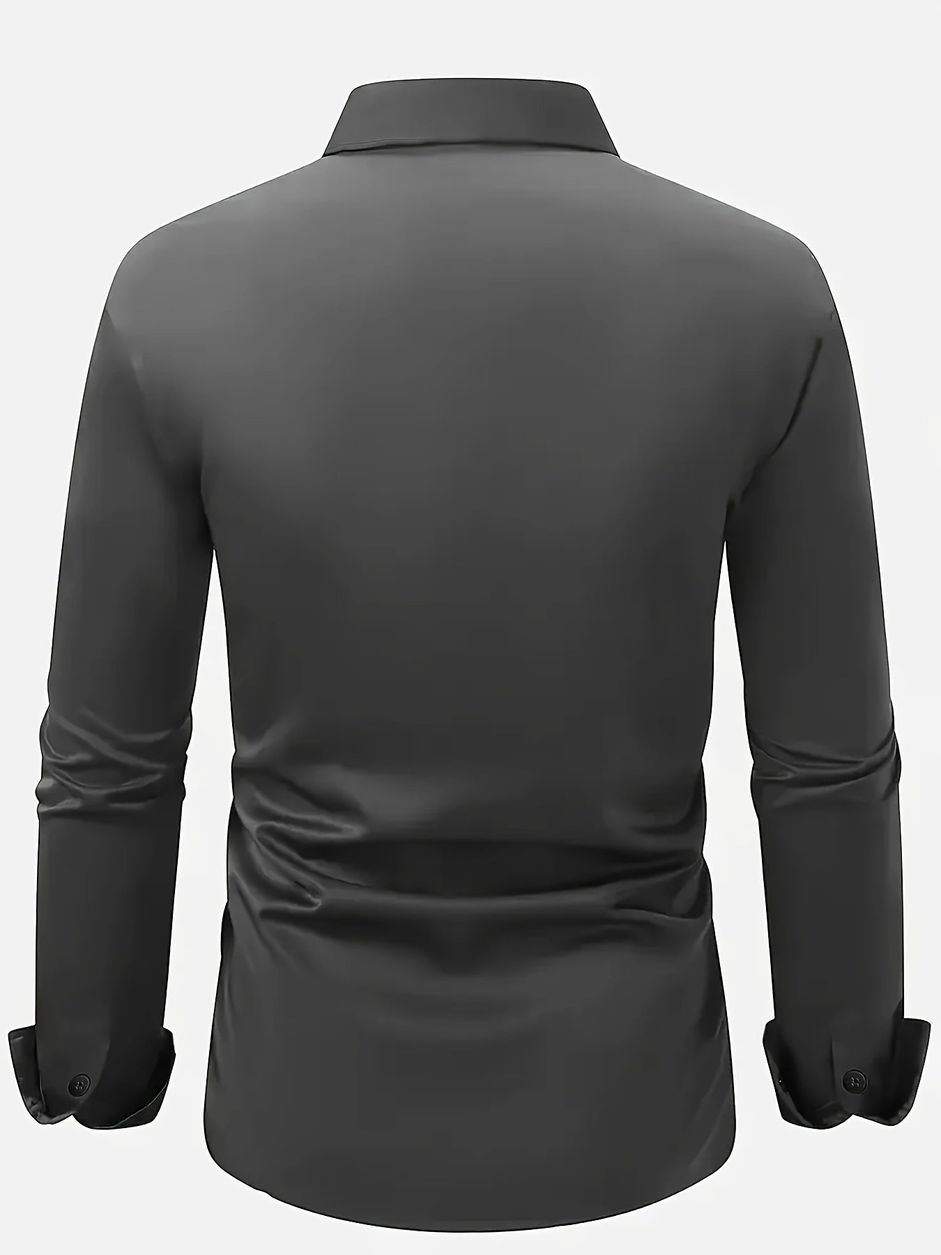 Men's Elegant Long Sleeve Button-Up Shirt made of casual polyester, non-stretch fabric for business and spring/fall.