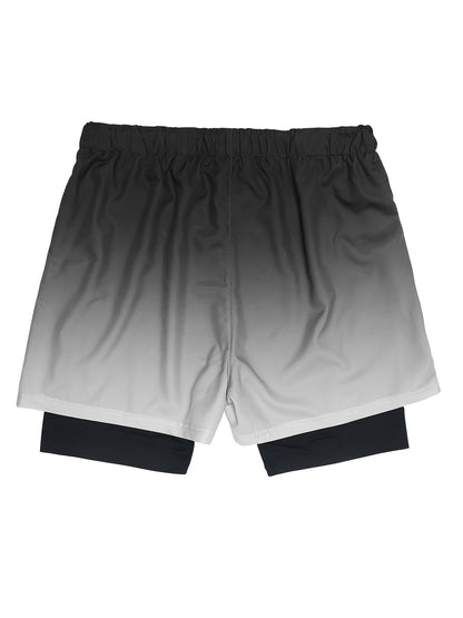 Men's 2-in-1 double layer ombre shorts for summer gym training.