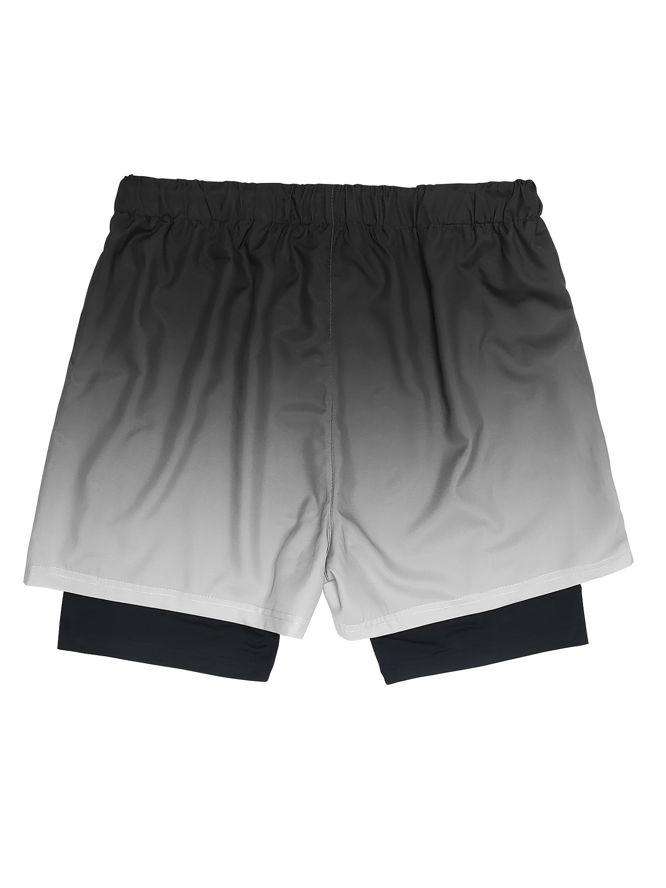 Men's Gradient Double-layer Sports Shorts with Drawstring for Basketball Running