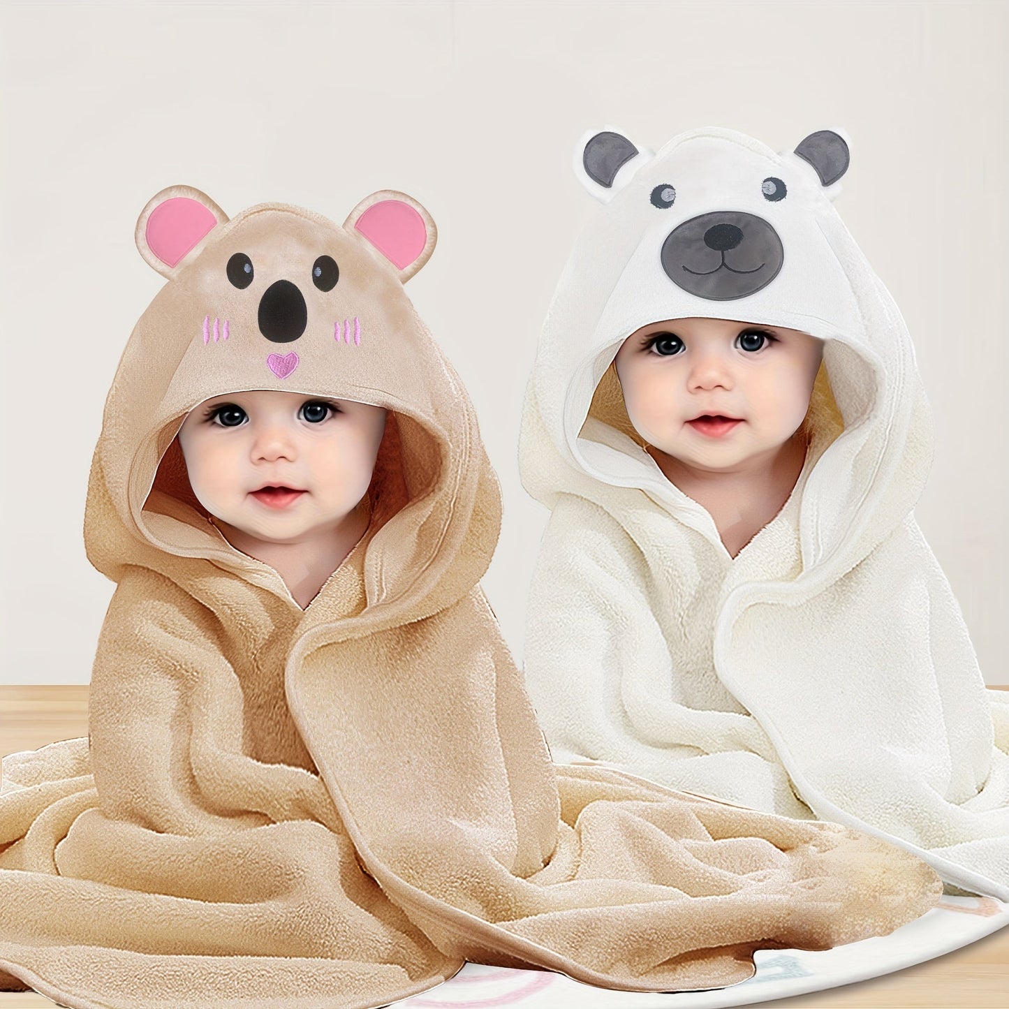 Two Ultra-Soft Microfiber Hooded Bath Towels for Kids - Adorable Cartoon Animal Design, Great Gift for Children aged 0-8, Suitable for All Seasons, Perfect for Christmas and Halloween, Also doubles as a Blanket for Festivals