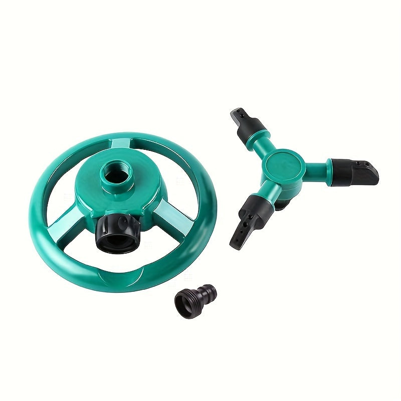 Durable garden sprinkler with 360-degree rotation for efficient watering of lawns and plants, easy to set up and water-saving.