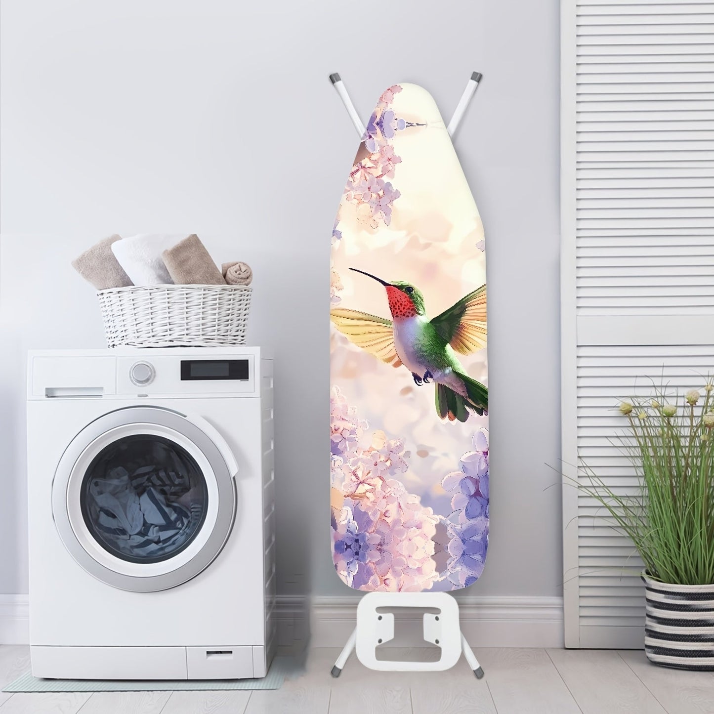 Ironing will be a breeze with our Floral Hummingbird Theme Ironing Board Cover. This cover is not only easy to install, but also features elastic edges and 3 fasteners to keep it securely in place while you work. Plus, it is machine washable for easy