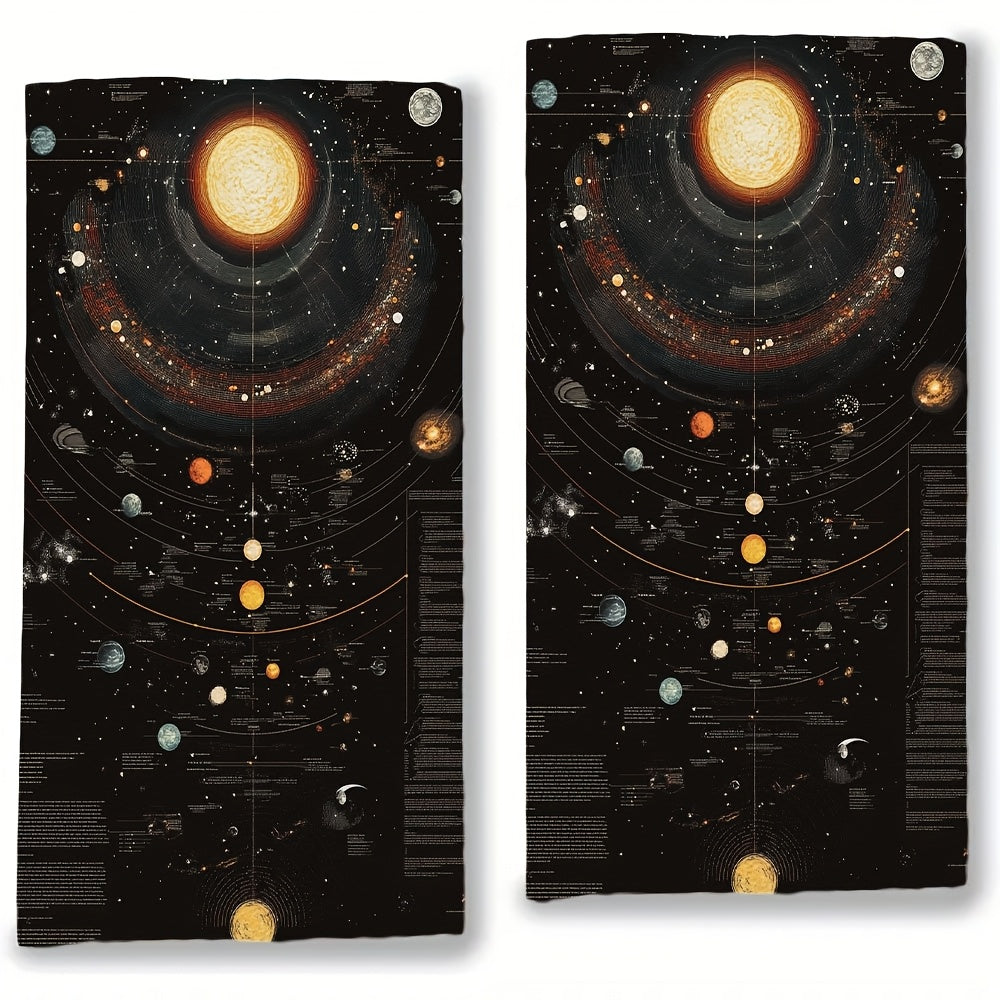 Set of 2 Ultra Soft Kitchen Towels featuring Space Universe Infographics Big Bang Design, Highly Absorbent Dish Hand Towels perfect for Holiday Decor, Machine Washable, Measures 16x24 Inches - SKU: 2KYSYS1225288