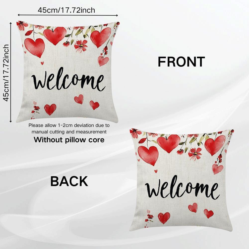 Stylish Red Heart and Floral Throw Pillow Cover measuring 45.01cm - Ideal for Enhancing your Home, Office, or Living Room Decor | Made with Long-lasting Polyester, Features Convenient Zip Closure, Easy to Clean in Washing Machine, Adds a Decorative Touch