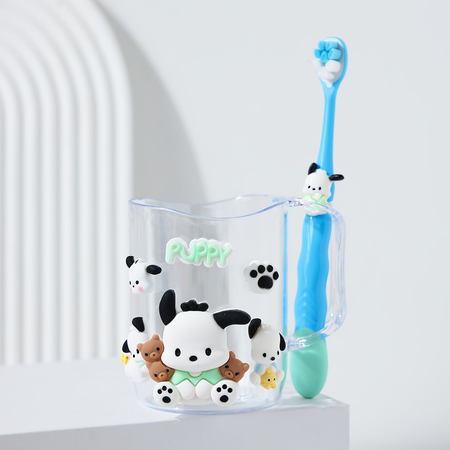 2pcs Sanrio Cute Cartoon Kuromi, Melody toothbrush holder set made of durable PP material for both men and women. Includes mouthwash cup and toothbrush.