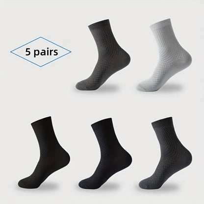 5 pairs of men's mid-calf socks with hidden flower design