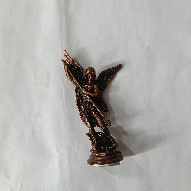 Saint Michael Archangel figurine made of zinc alloy for home decor and tabletop display.