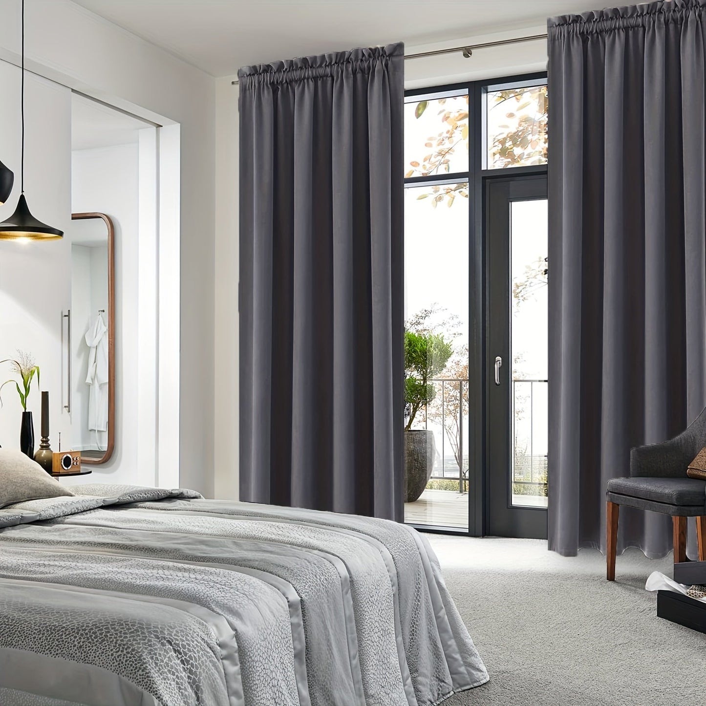 Blackout Curtains with Rod Pocket for Bedroom, Blocks UV Light and Darkens Rooms, Ideal for Living Room, Office, and Home Decor