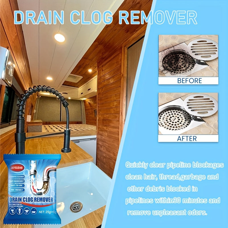 Jaysuing Drain Pipe Cleaning Powder - Removes clogs in pipes caused by hair, food residue, oil, and toilet paper.