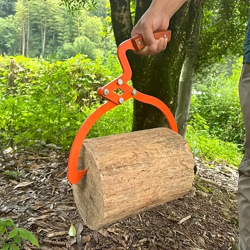 Durable 50.8cm Log Tongs with Anti-Slip Handle - Supports Up to 49.9 KG, Perfect for Moving and Handling Wood, Orange.