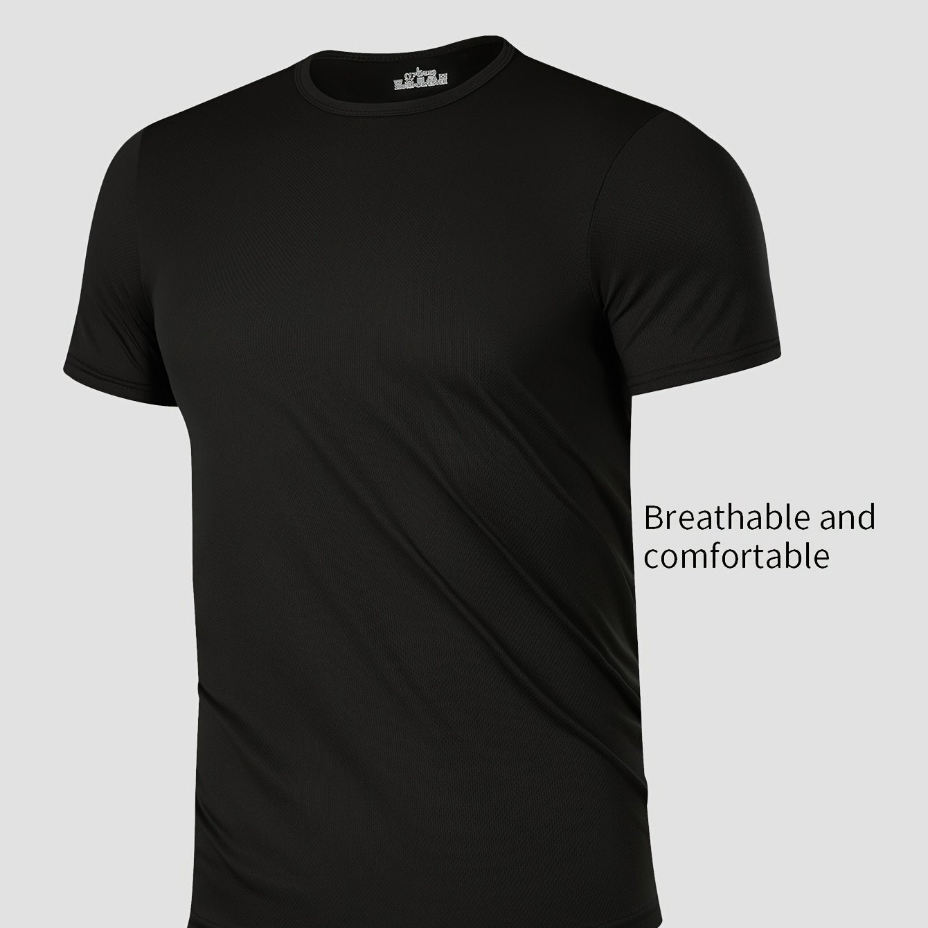 Men's Quick-Dry Athletic T-Shirt for Gym and Running: Breathable, Moisture-Wicking, Solid Color, Blazer, Round Leader