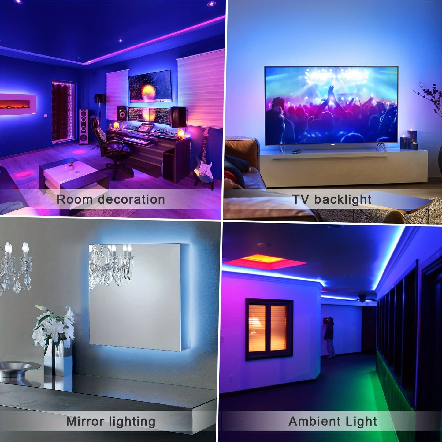 Customizable LED Strip Lights with App & Remote Control for Bedroom decor, TV Ambiance, and Parties