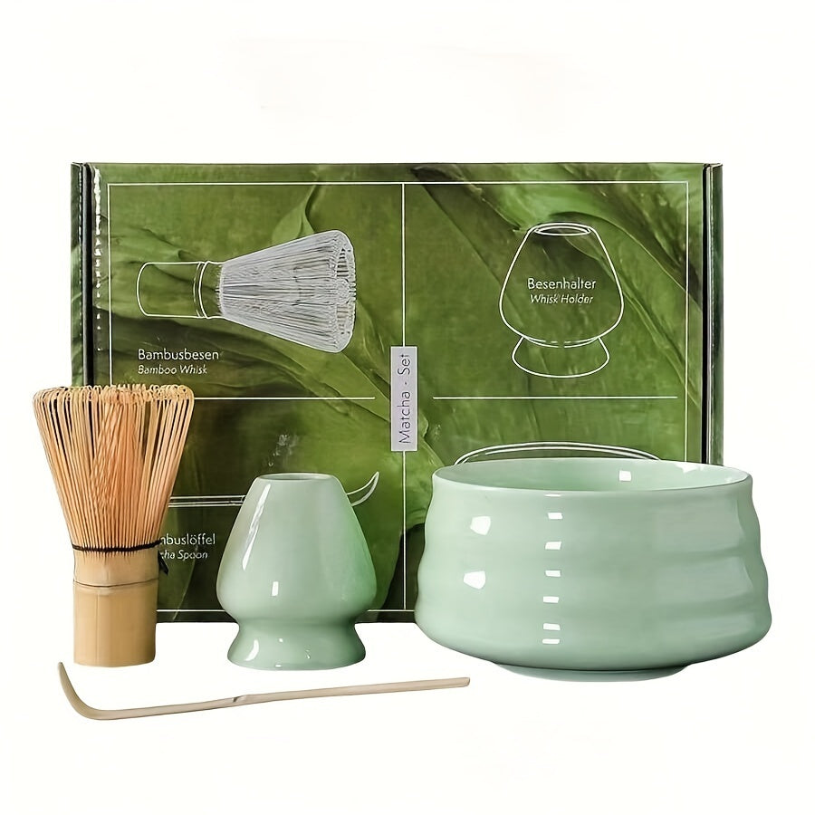 Get a set of 4 Matcha brushes and a bamboo whisk tea set, perfect for traditional Matcha brewing. Complete with a tea spoon, Matcha whisk, Matcha caddy, and bowl, this set is ideal for Christmas gifts or for use in the office, living room, or tea store.