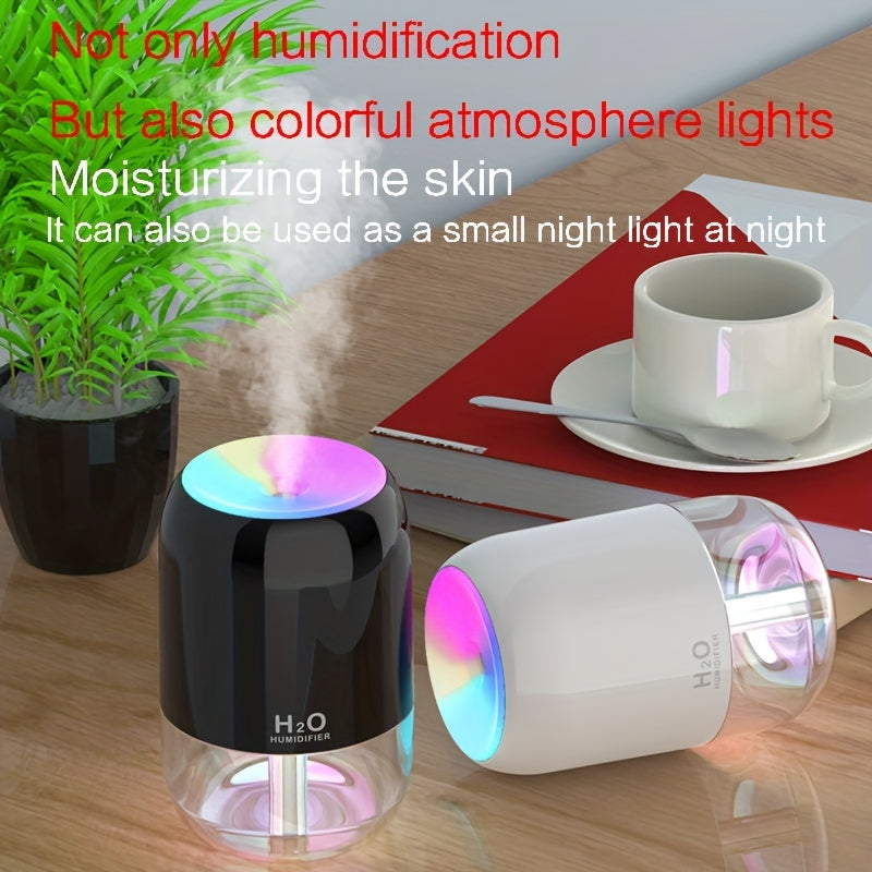 1pc Color Night Light Silent Humidifier, USB Portable Mini Office Desktop Car Humidifier with Scented Diffuser. Suitable for Skin Moisturizing, Hydrating. Auto Shut Off, 2 Spray Modes. Great Holiday Gift for Students.