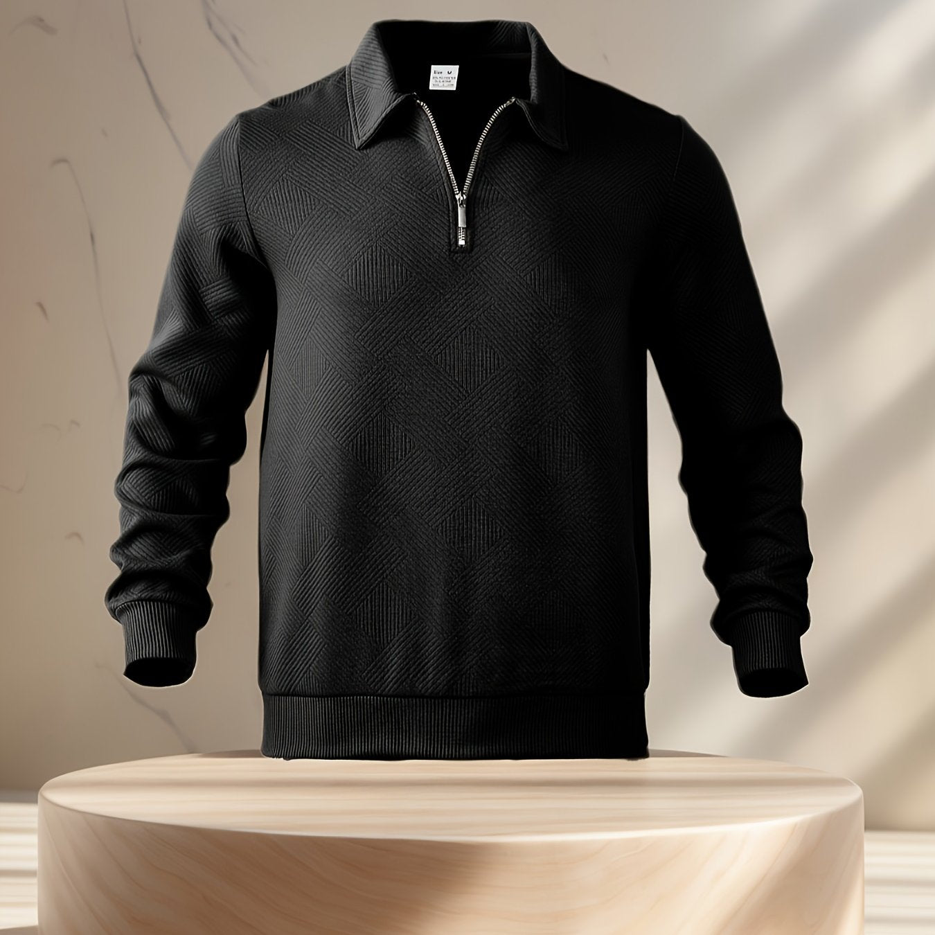 Men's gift: New American-style collar zipper sweatshirt for autumn and winter, versatile long-sleespanning sleeve.