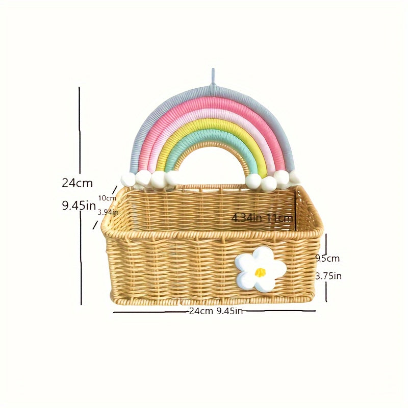 Beautiful Rainbow Bamboo Basket - Ideal for Storing Snacks, Cosmetics, and Keepsakes