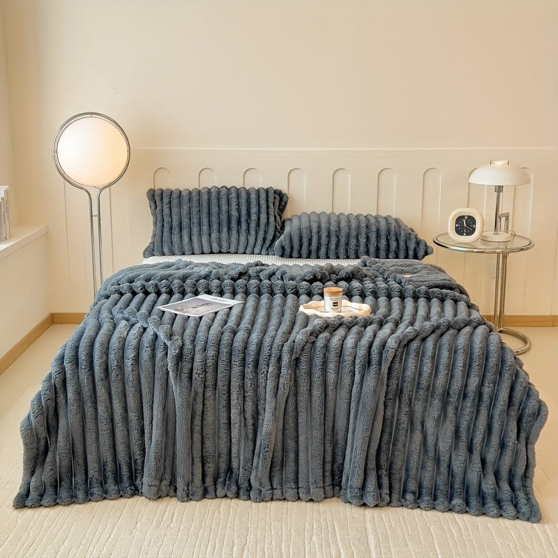 Indulge in the FAGEJIE Luxurious Faux Rabbit Fur Throw Blanket - Ultra-soft, Toasty, and Snug for Sofa, Bed, Workspace, and On-the-Go - A Versatile Gift for Any Season, Ideal for Christmas Giving.