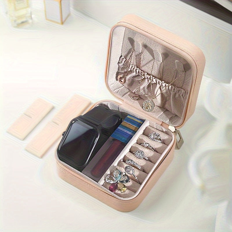 Convenient Travel Jewelry Organizer in Macaroon Color, Sleek and Compact Design for Earrings, Necklaces, Rings