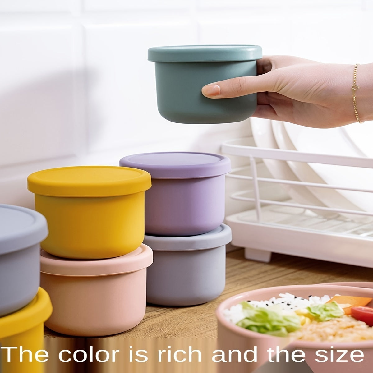 Multi-functional Storage Container made of Silicone - Does not contain BPA, can be used in the Microwave and Freezer. Ideal for storing Fruits, Vegetables, and Lunch items. Circular Kitchen Container with a convenient Flip-Top Cover.