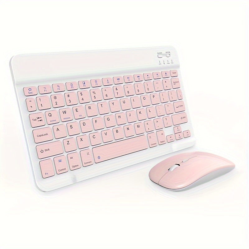 Thin wireless keyboard and mouse combo for iPad, tablet, and laptop.