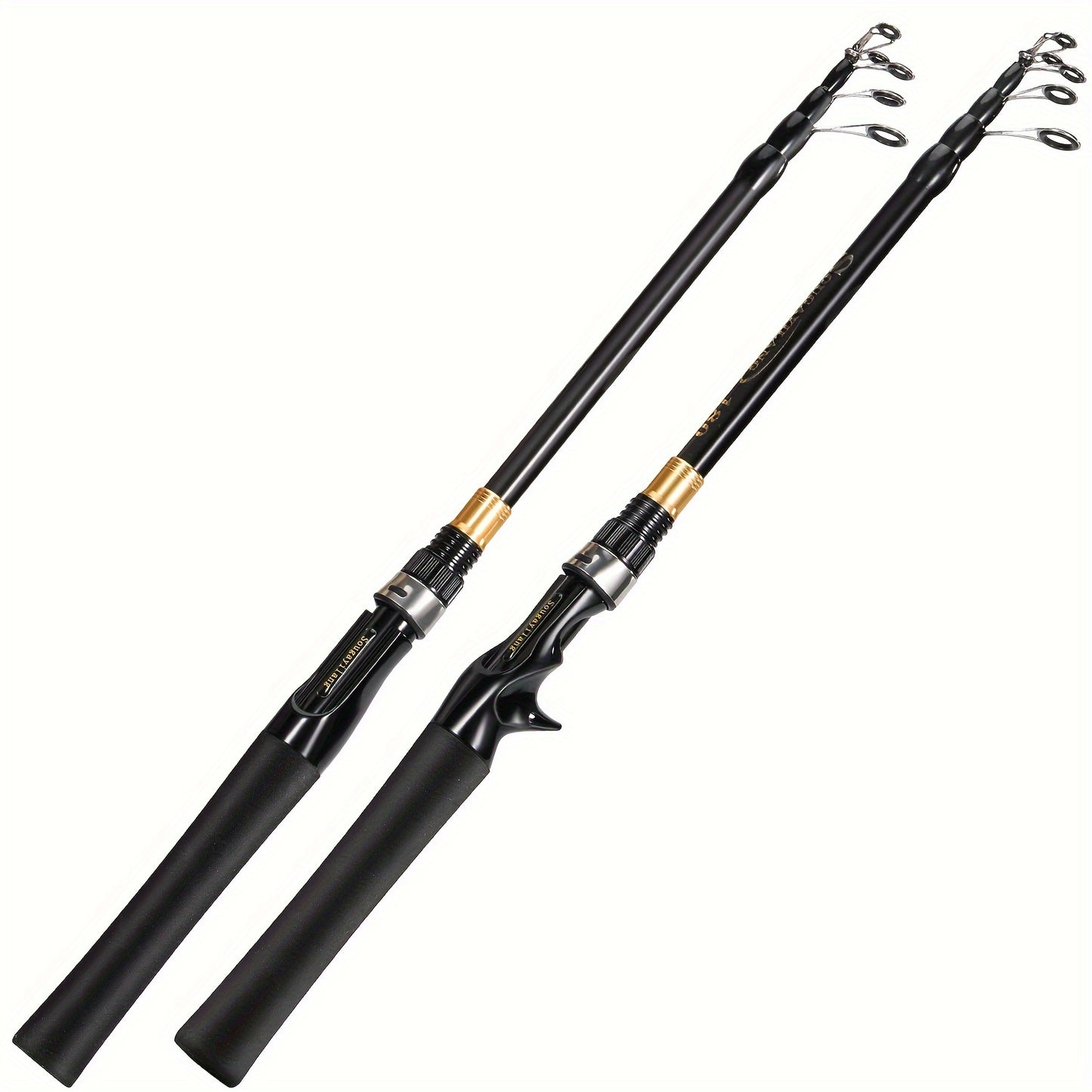 Sougayilang telescopic fishing rod made of carbon fiber with EVA handle, suitable for freshwater and saltwater fishing.