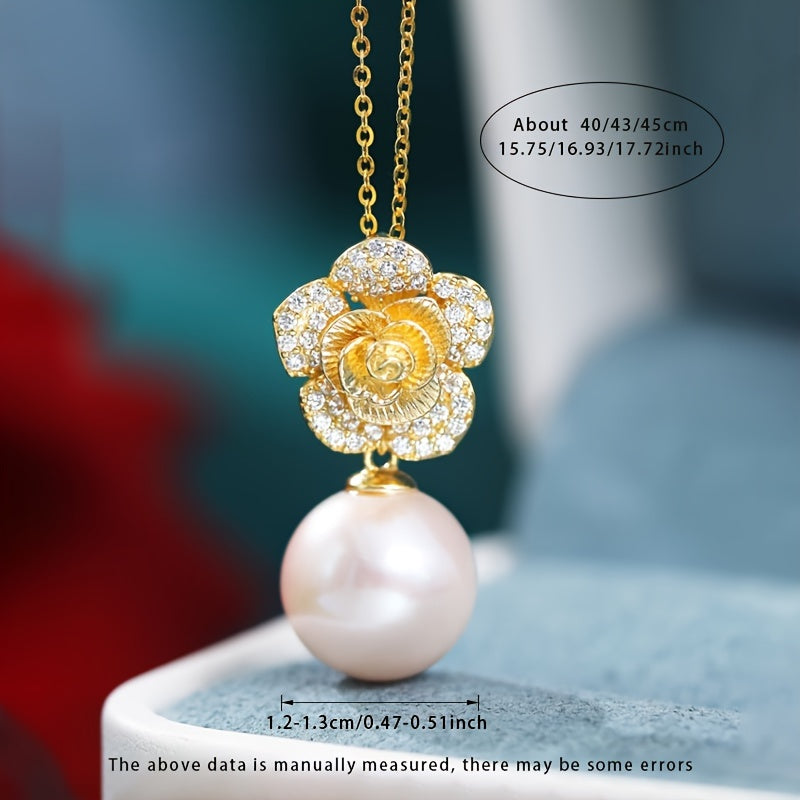 Enhance Your Gifting Experience with a Stunning Pearl Necklace for Women - Featuring a Flower Design with S925 Silver and 12-13mm Round Natural Freshwater Pearl. Each Necklace is Unique with Varying Shapes and Colors, making it a Perfect and Special Gift.