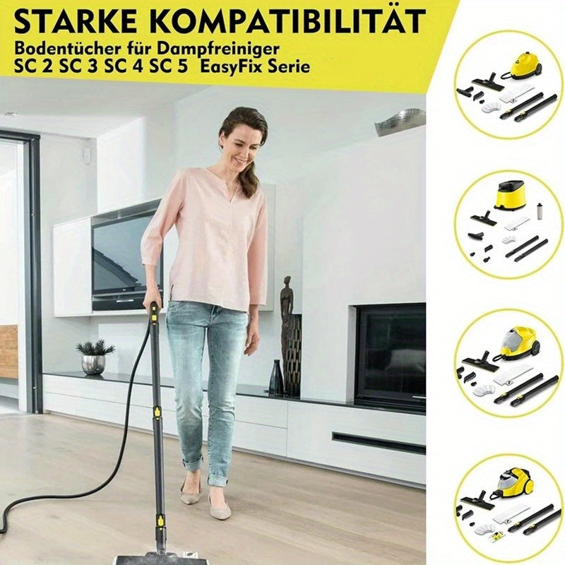 Многоразовые микрофибровые насадки для пароочистителей Karcher, модели Easyfix SC1, SC2, SC3, SC4, SC5 - Совместимы с системой Easyfix, идеально подходят для паровых швабр и уборки полов.