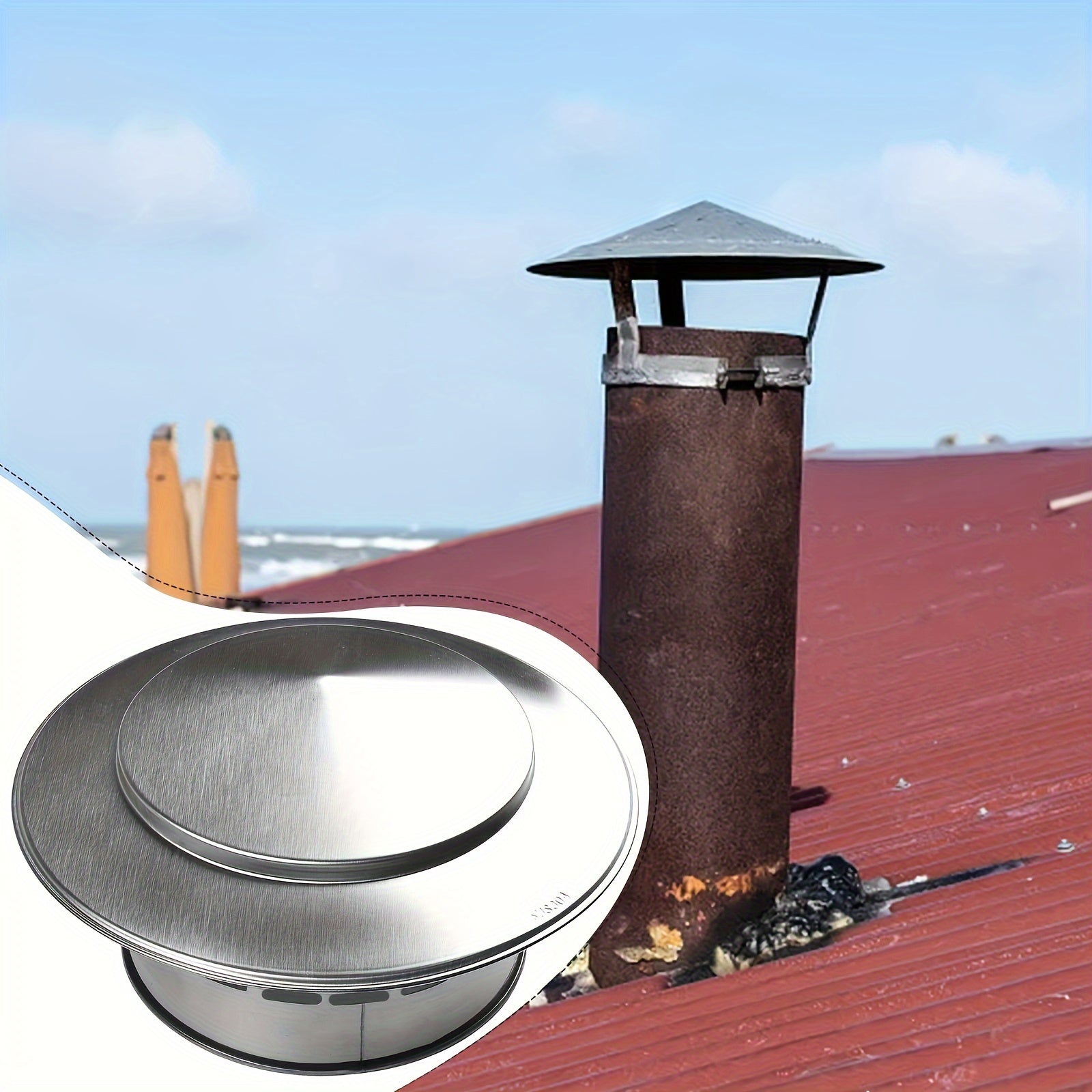 Durable Stainless Steel Chimney Cap - One Pack of Universal Rainproof Vent Top Cover for Flue & Duct Pipes - Weather-Resistant Outdoor Roof Ventilation Cap